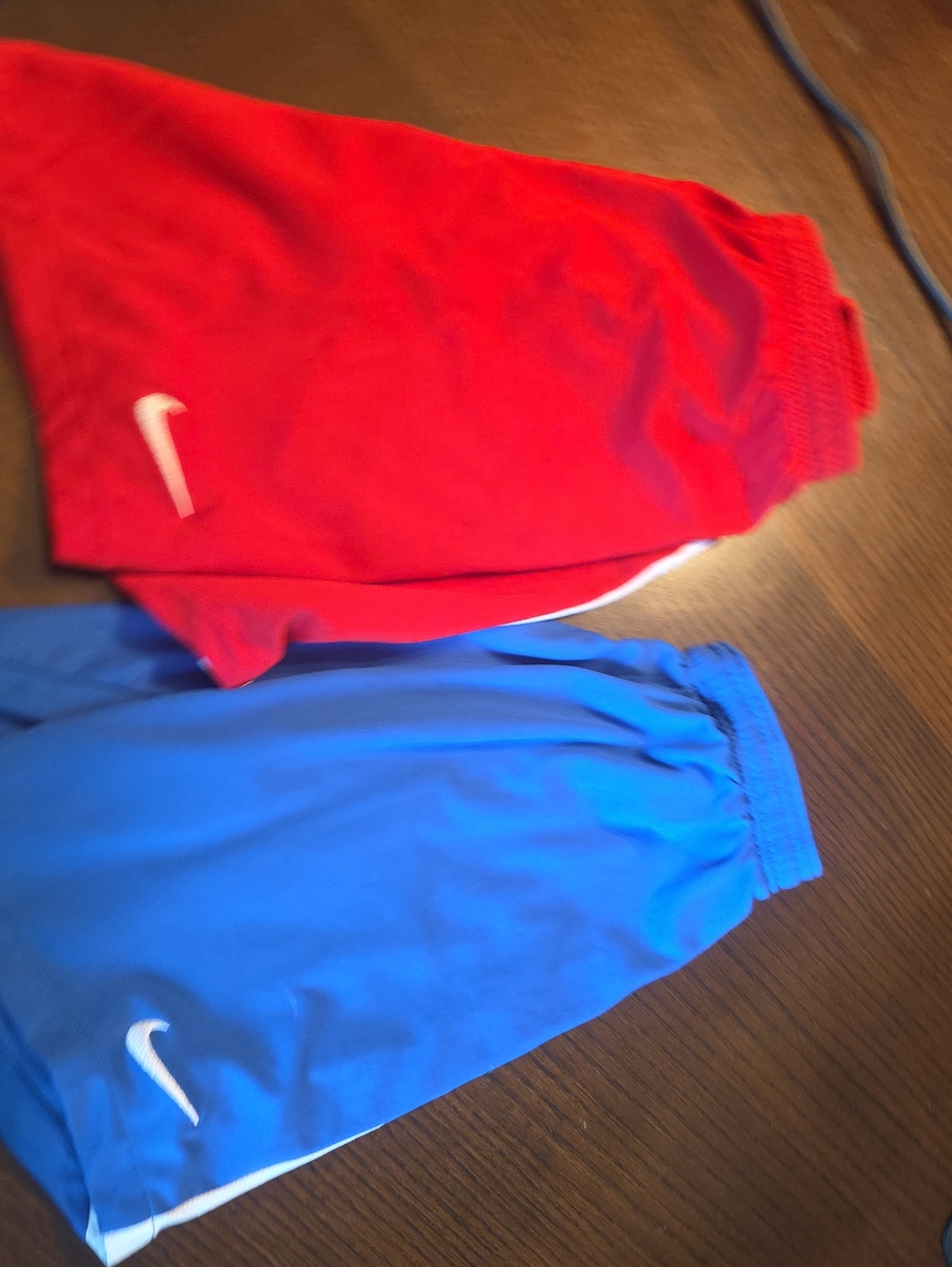 Nike Red and Blue Kids Athletic Shorts - Colorblock Swoosh